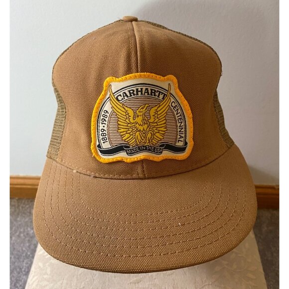 Carhartt Centennial Mesh Snapback Hats Brown & Blue Made In USA - Picture 4 of 16